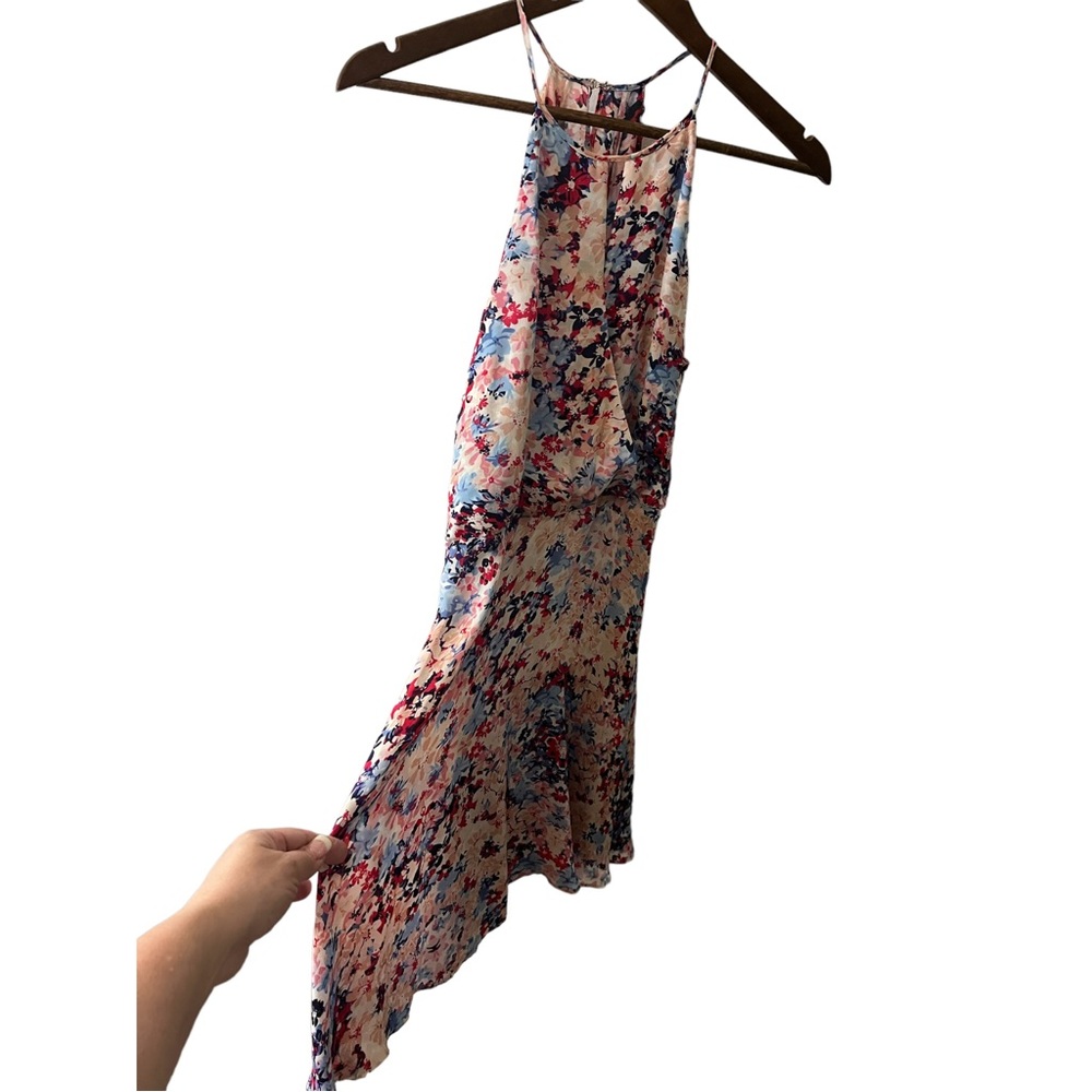 PARKER 100% SILK FLORAL CRISS CROSS FRONT STRAPPY FLOWY DRESS SIZE MEDIUM - Picture 4 of 16